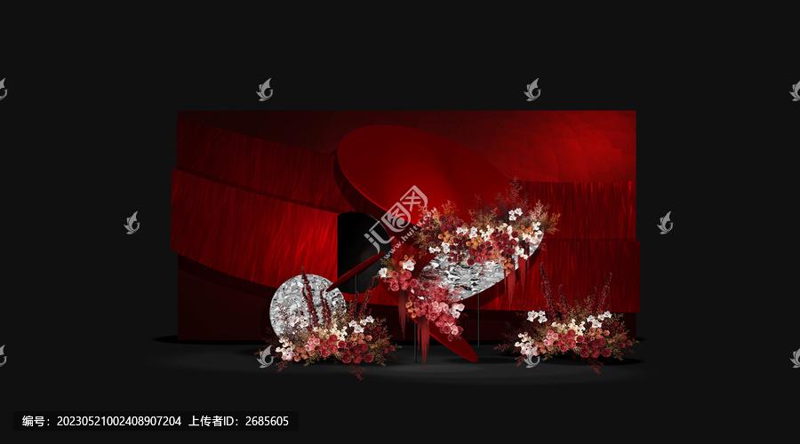 紅色小眾布幔迎賓區(qū)效果圖