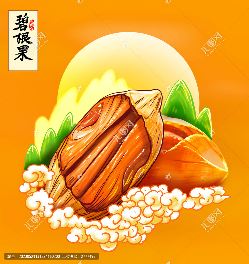 碧根果插畫