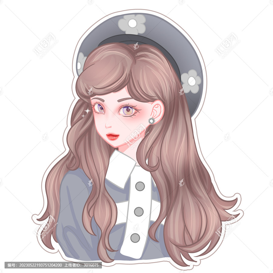 美女半身插畫(huà)