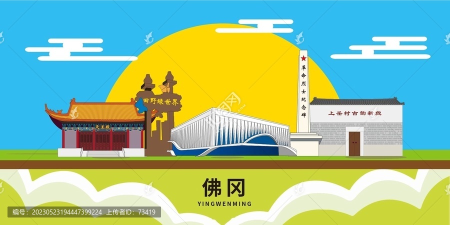 佛岡縣地標(biāo)建筑城市形象海報