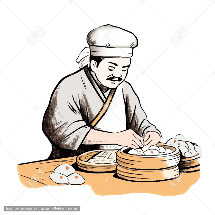 做壽司師的傅插畫