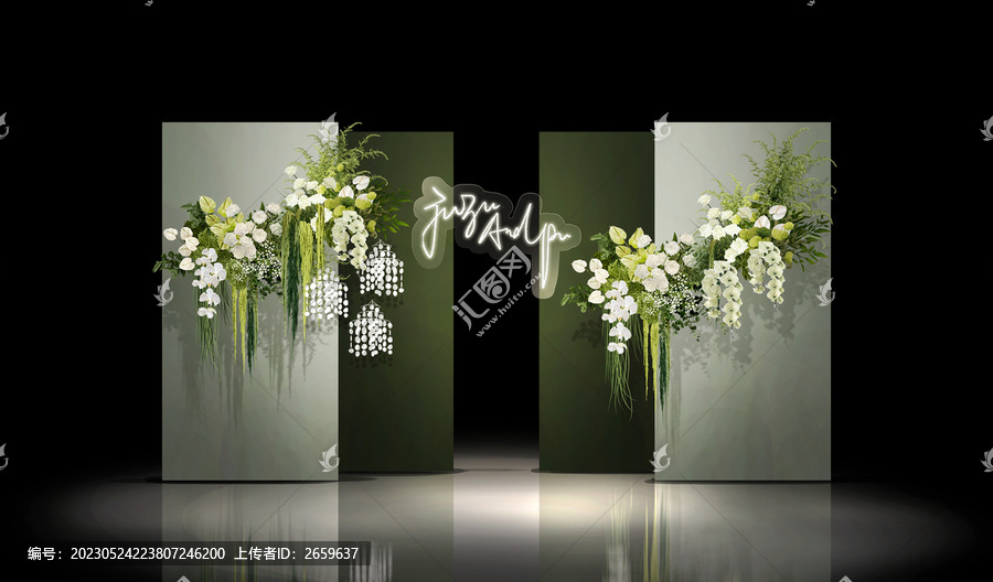 白綠韓式婚禮效果圖