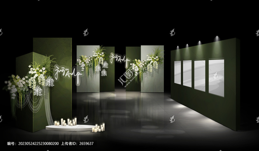 白綠森系婚禮迎賓區(qū)效果圖