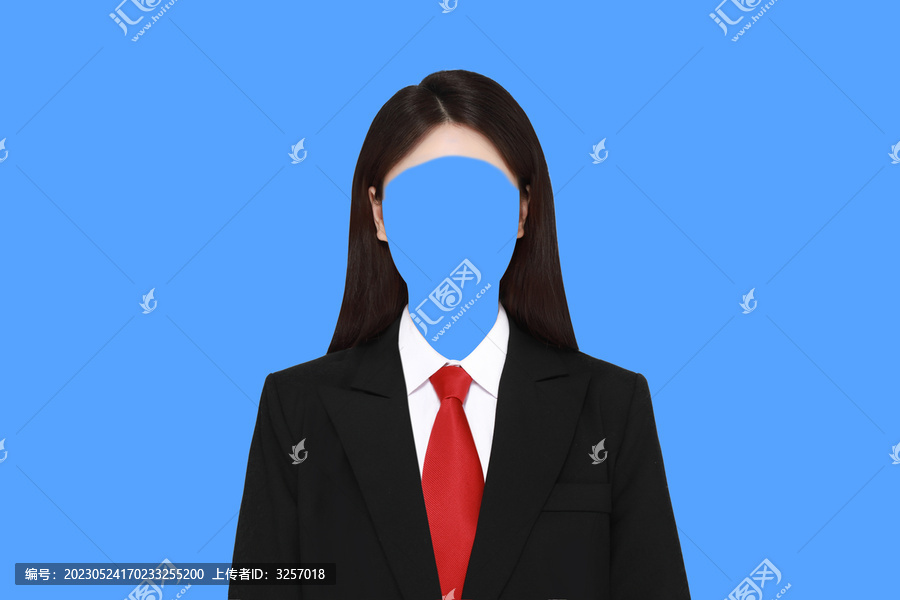 女士西裝紅領(lǐng)帶發(fā)型素材分層