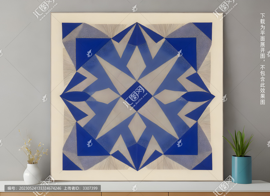 藍(lán)色幾何圖案裝飾畫