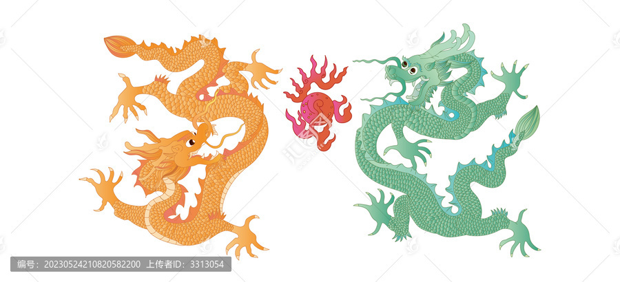 雙龍插畫