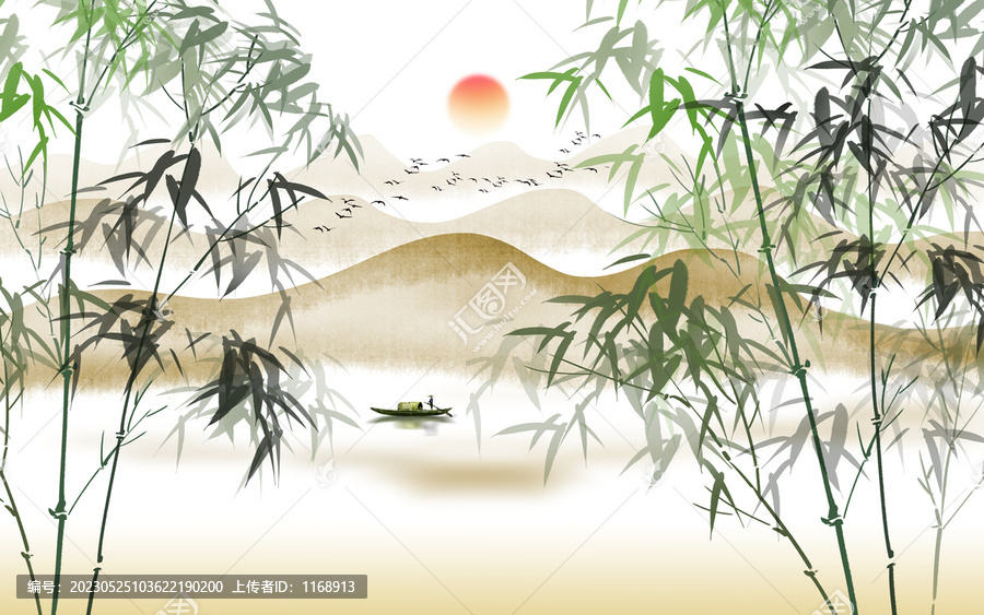竹報(bào)平安山水背景墻