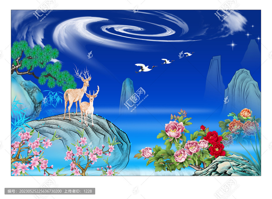 鹿鶴祥瑞圖