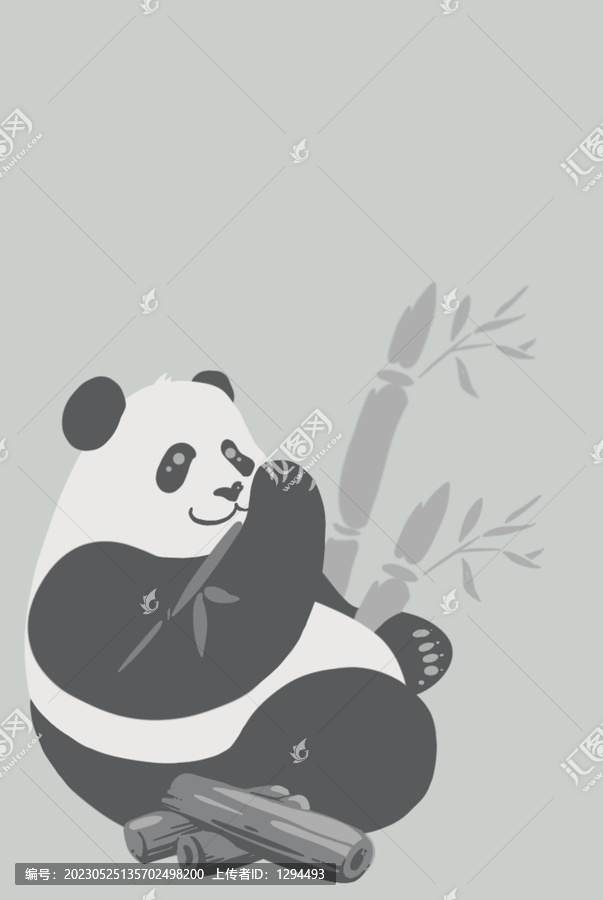 大熊貓吃竹烤竹炭可愛