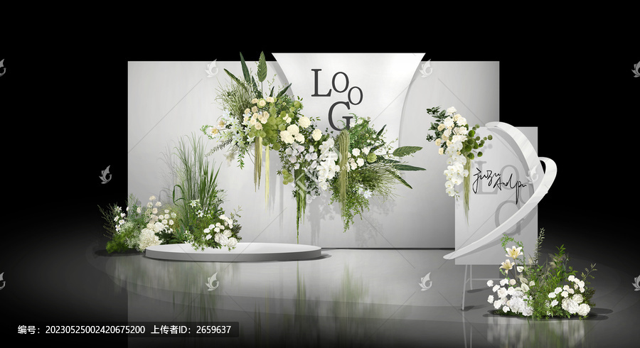 白綠韓式婚禮效果圖