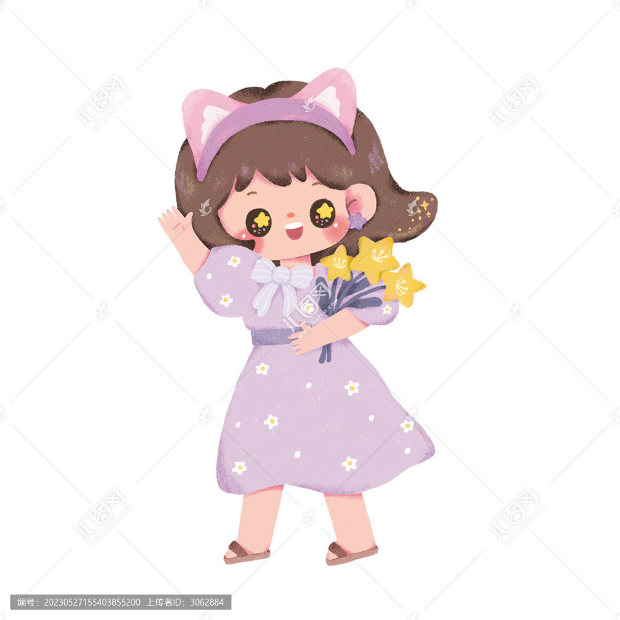 可愛手繪人物星星女孩