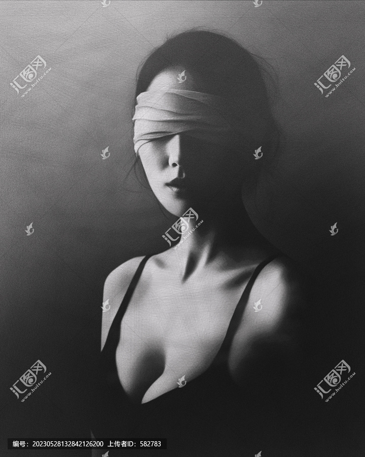 黑白人物素描非真人