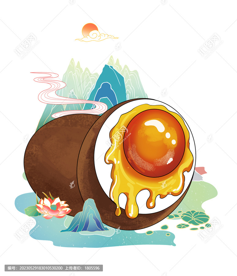 紅泥鴨蛋烤鴨蛋插畫分層