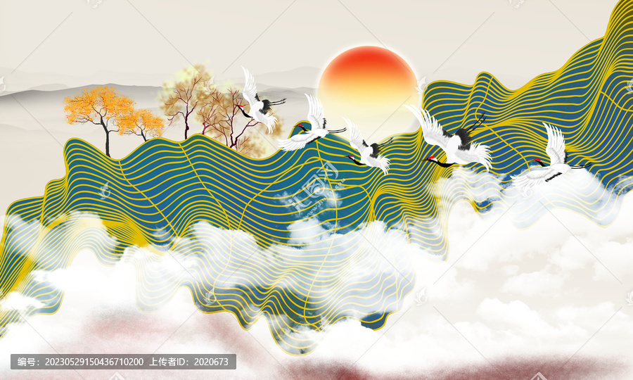 高端線條抽象山水畫(huà)