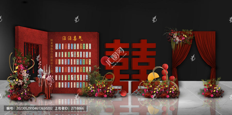 紅色布幔南洋風(fēng)婚禮效果圖