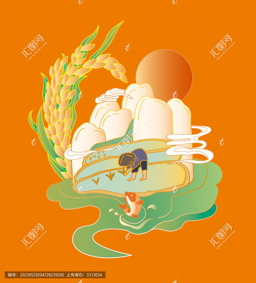大米包裝插畫