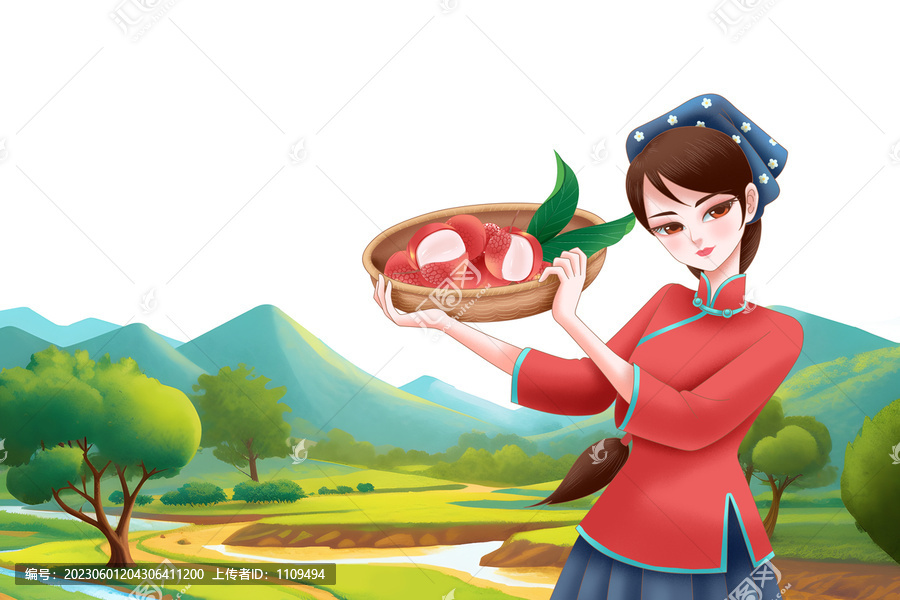 國(guó)潮風(fēng)格荔枝包裝插畫(huà)