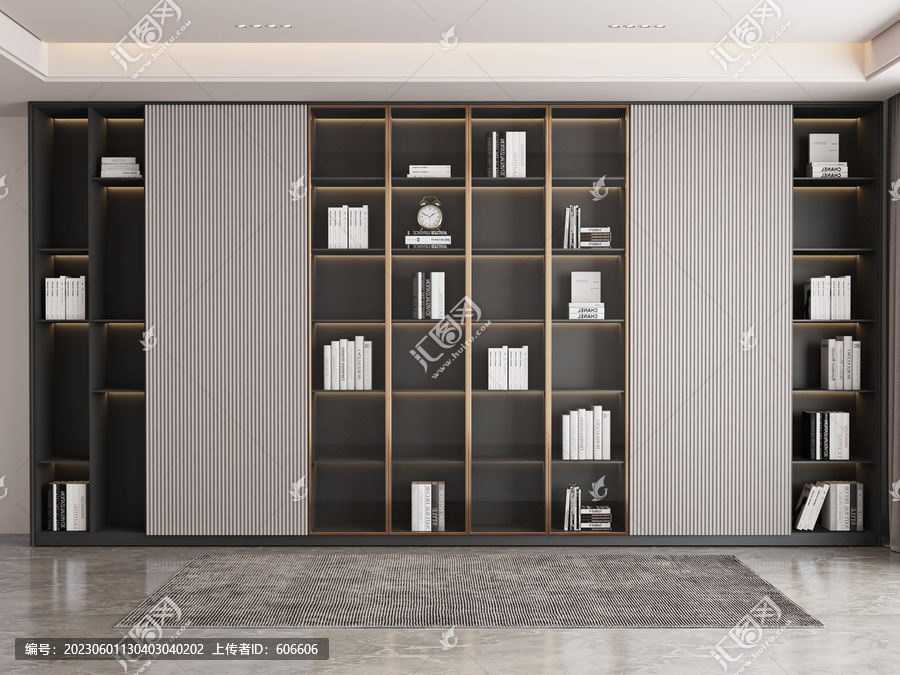 现代书柜直播间背景幕布墙面