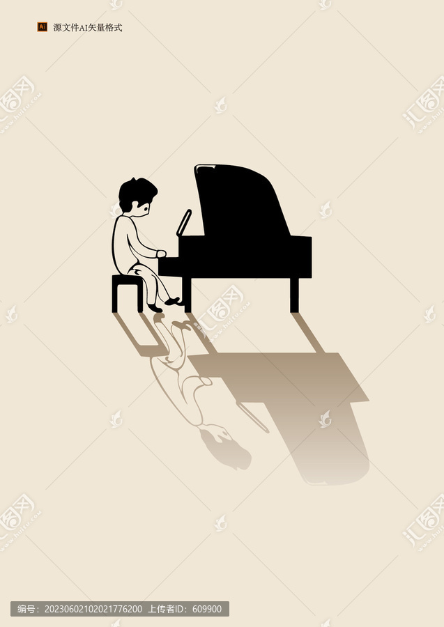 少兒鋼琴插畫