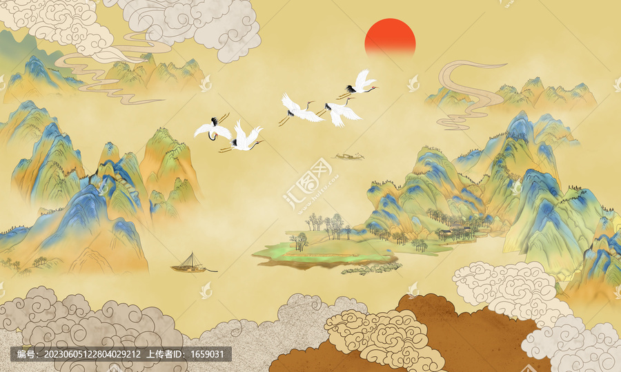 新中式山水背景