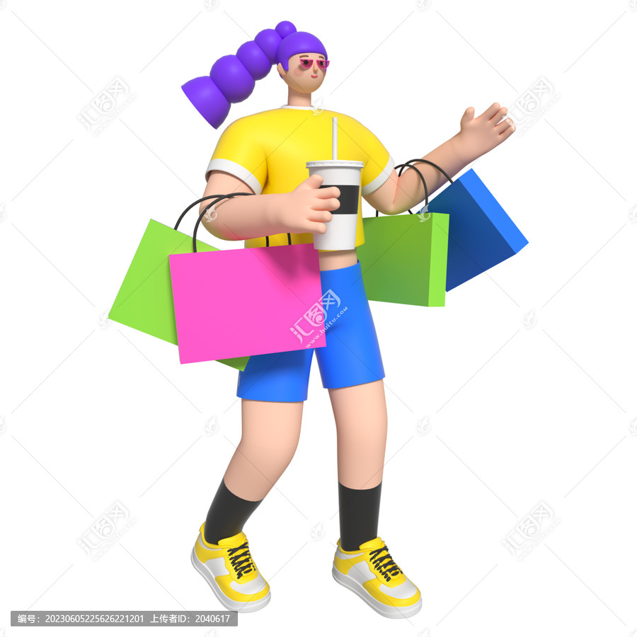 購物的3D促銷女孩