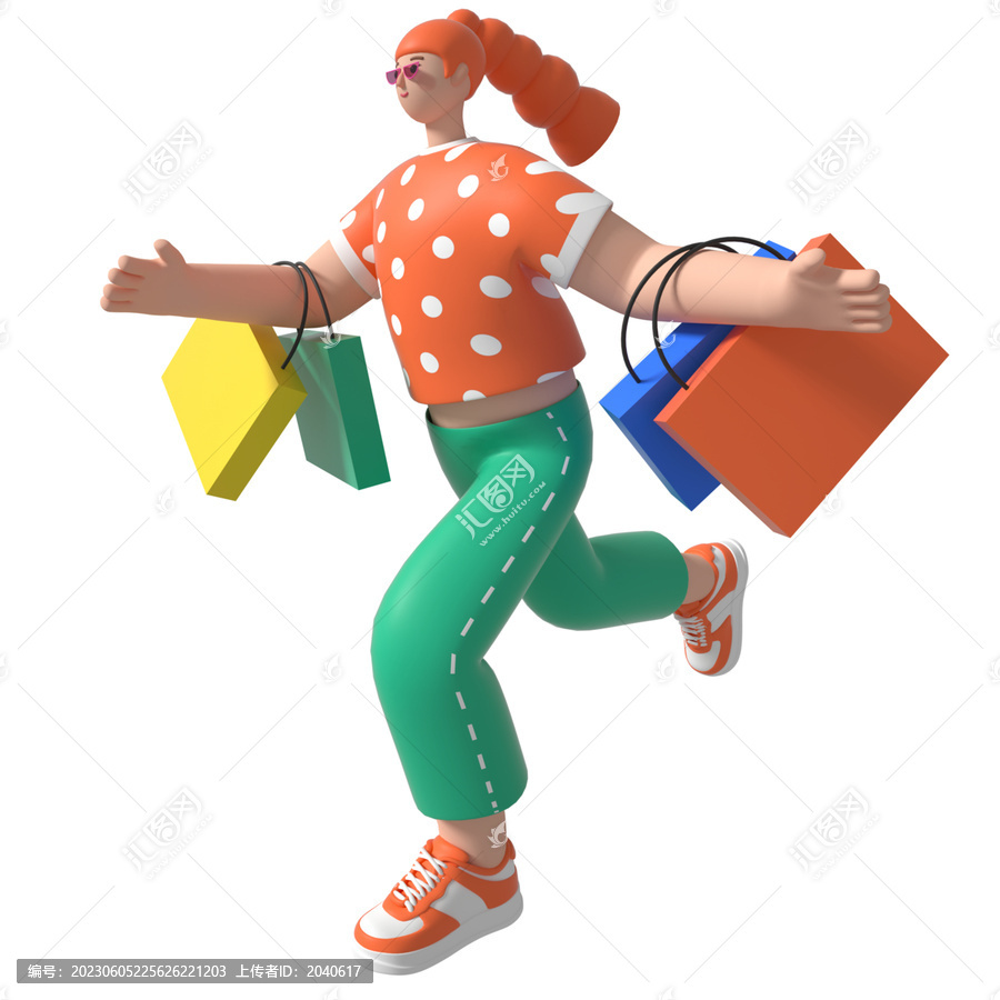奔跑的3D促銷女孩
