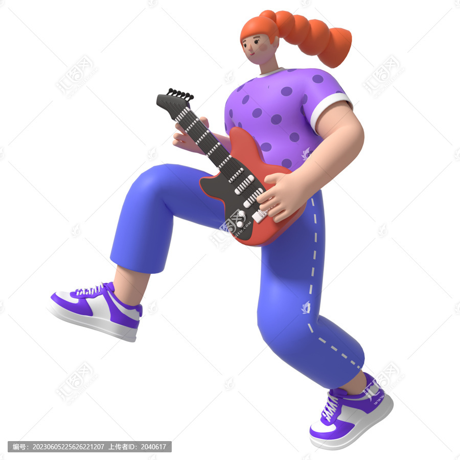 彈吉他的3D促銷女孩