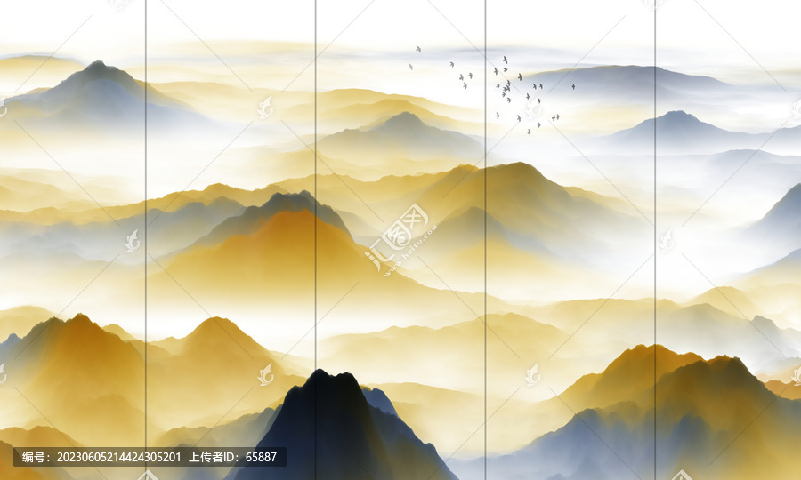 新中式山水背景墻