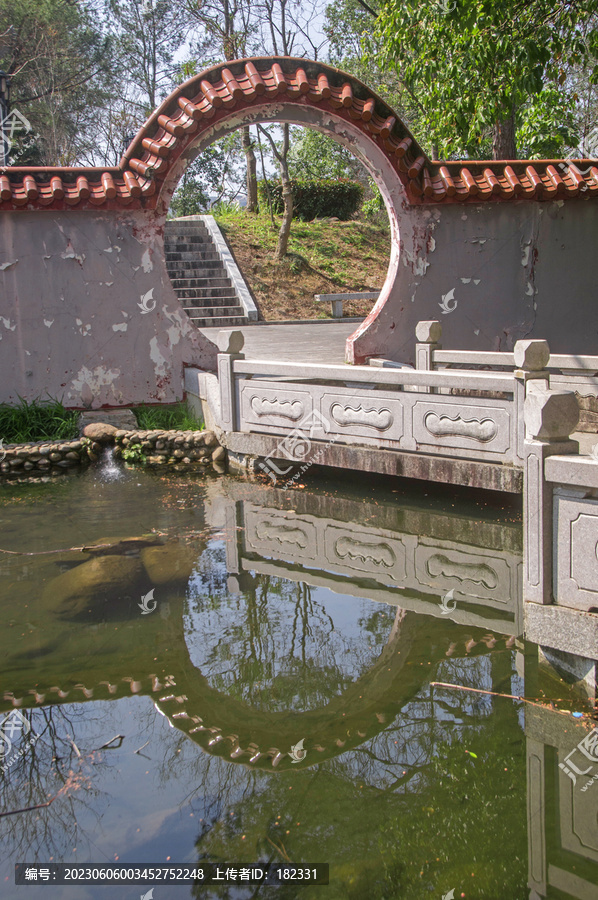 中式庭园圆形门