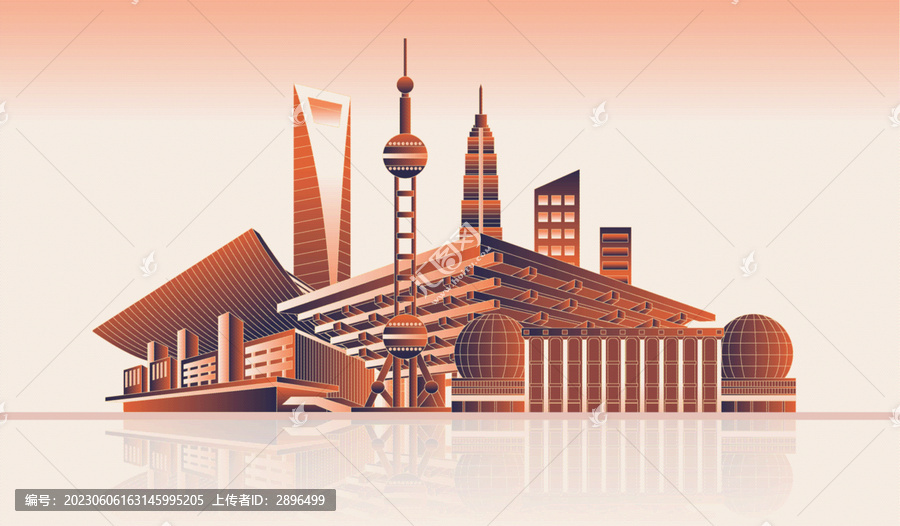 上海地標(biāo)建筑插畫