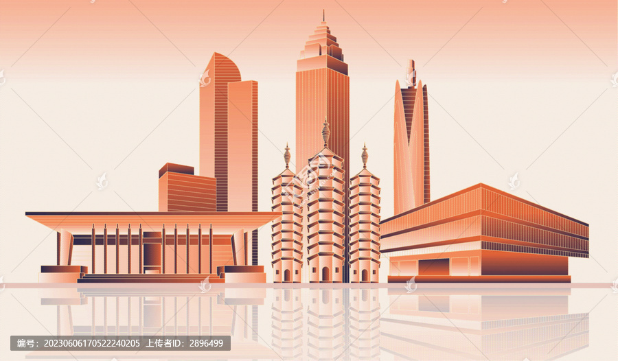 嘉興地標(biāo)建筑插畫