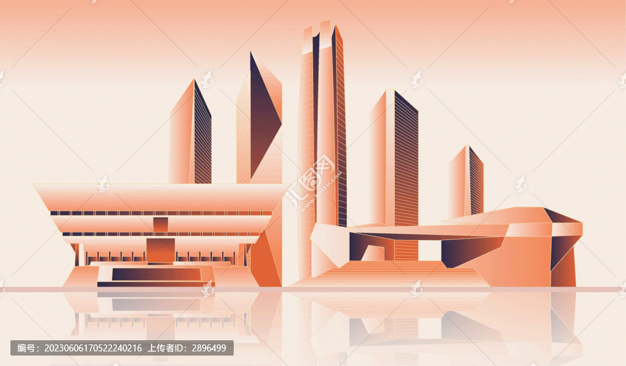 太原地標(biāo)建筑插畫