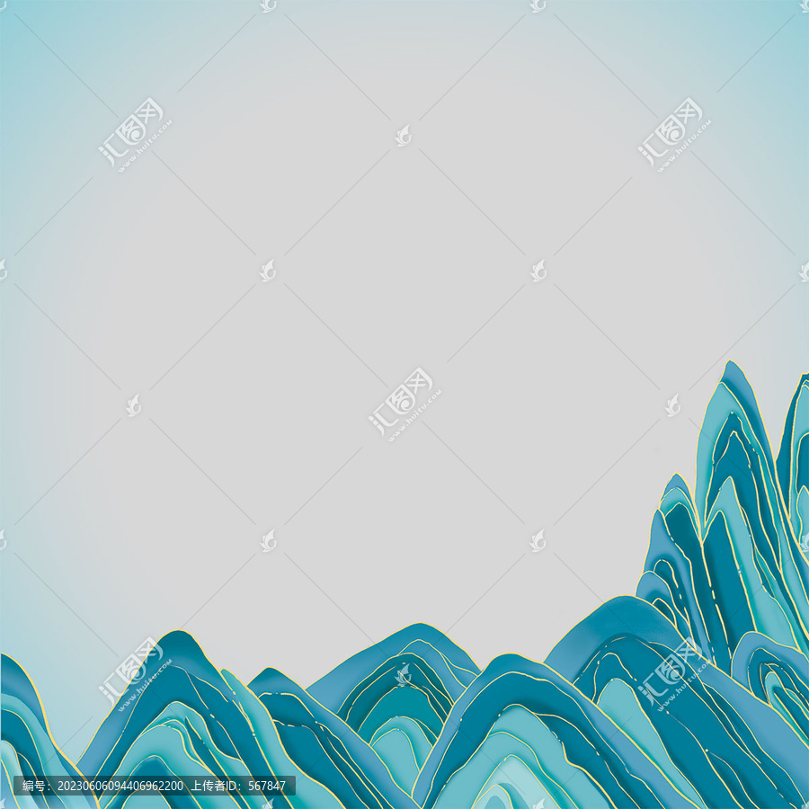 國潮手繪山插畫