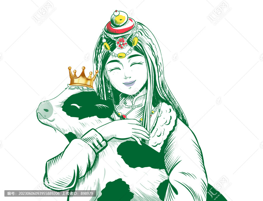 西藏小姑娘與奶牛