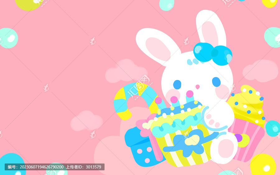 可愛小白兔生日背景舞臺展板