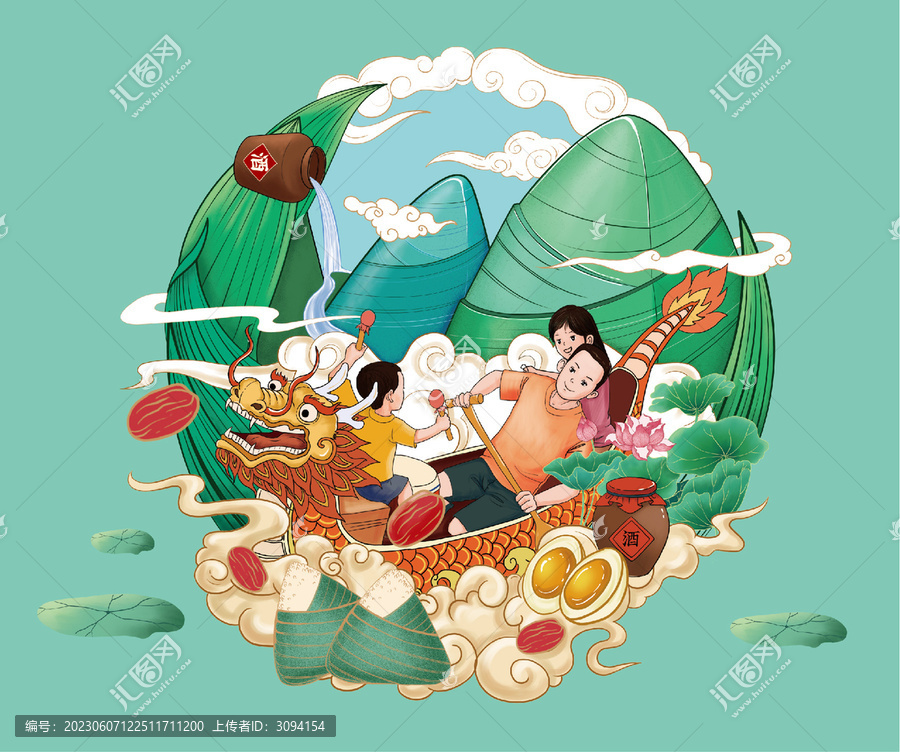 端午節(jié)粽子包裝插畫(huà)