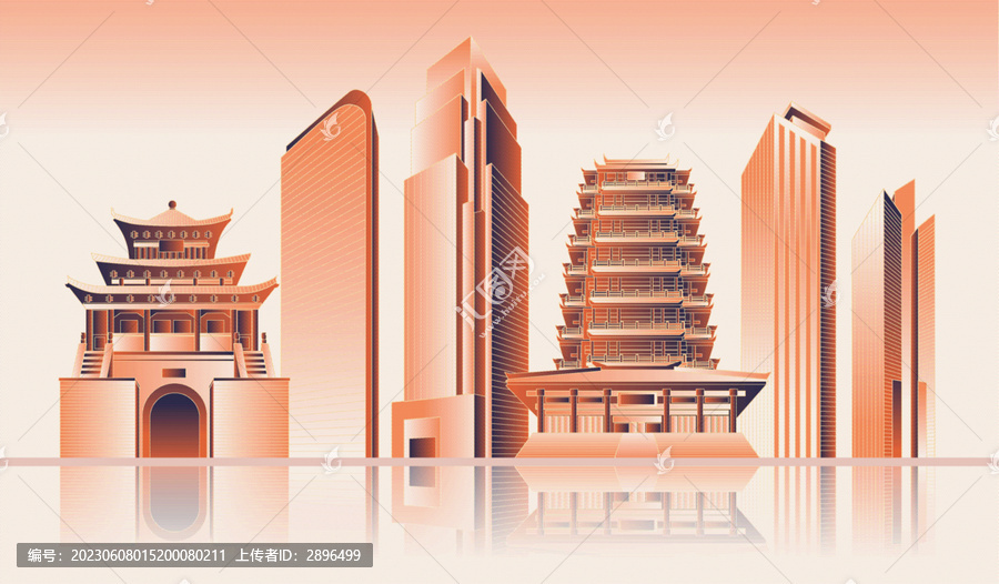 淄博地标建筑插画
