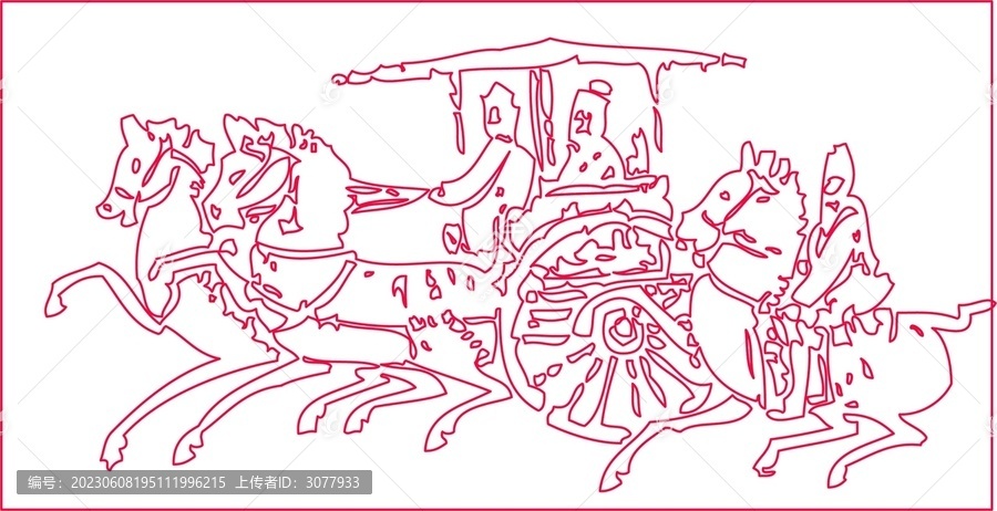 秦漢畫像石騎馬車隊