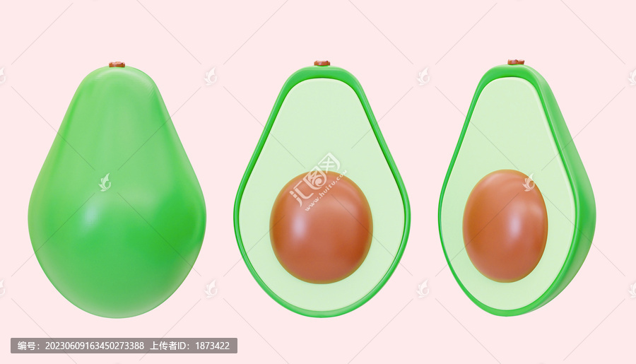三維美味健康鱷梨水果元素