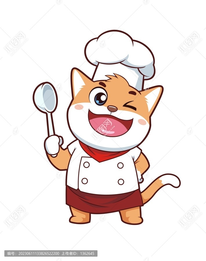 卡通可爱小肥猫厨师