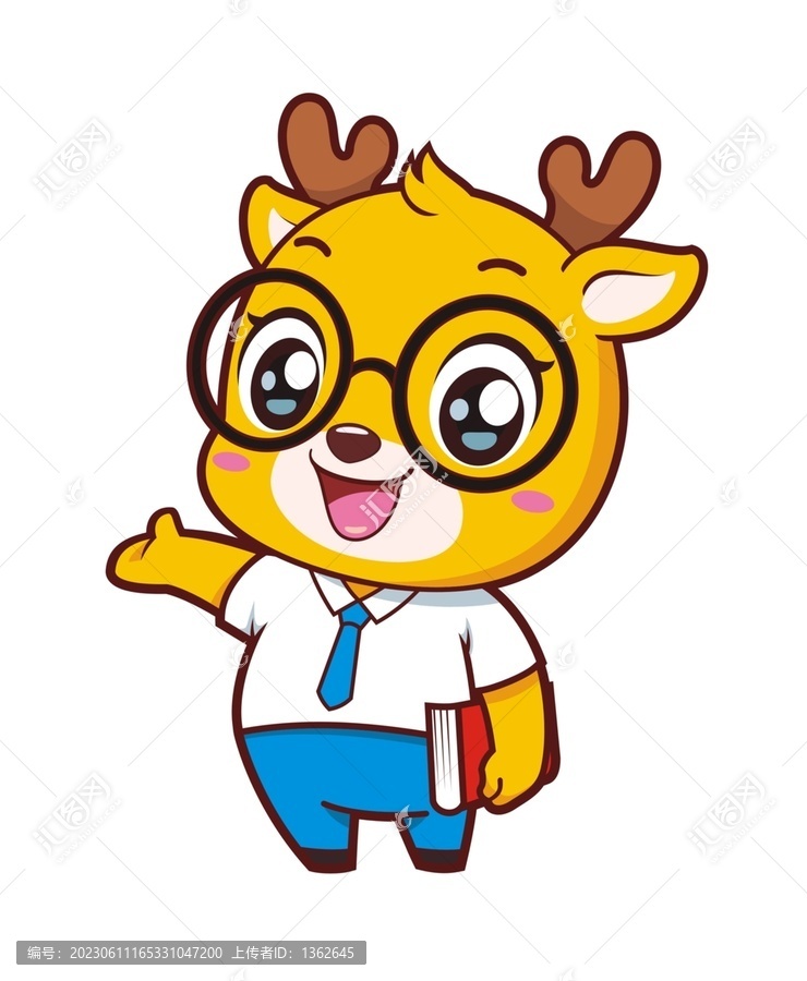 卡通可愛眼鏡小鹿