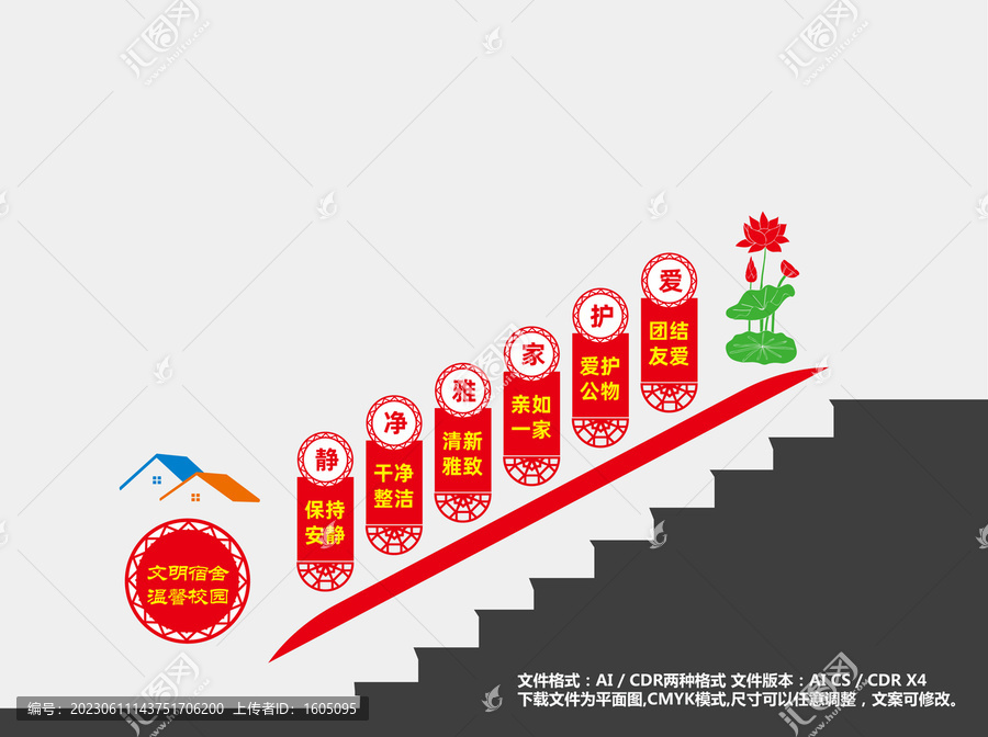 文明宿舍樓梯文化墻