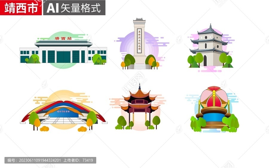 靖西市著名地標建筑景點素材