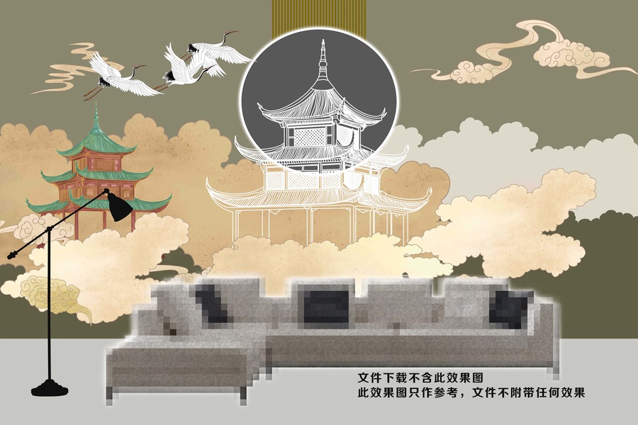 祥云閣樓古建筑背景