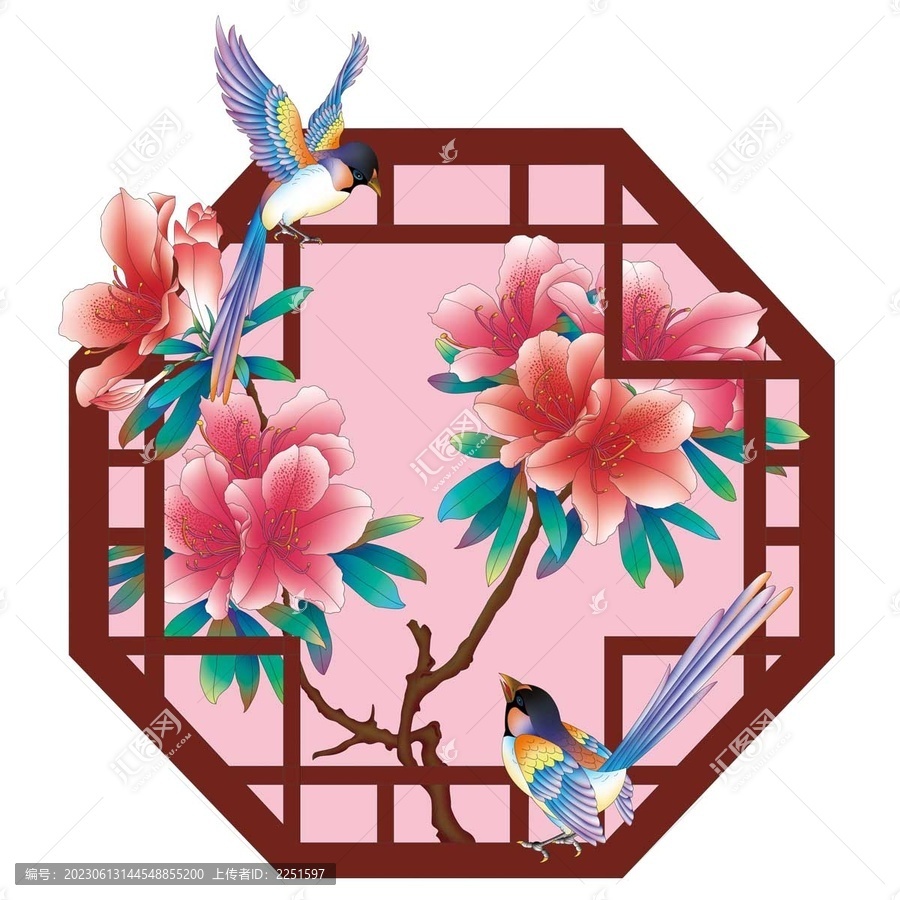 杜鵑花鳥高清分層噴繪圖