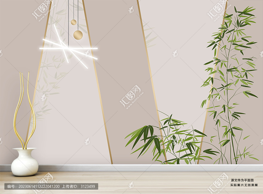 現(xiàn)代簡約竹子輕奢電視背景墻