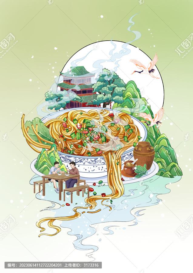 南昌拌粉插畫素材