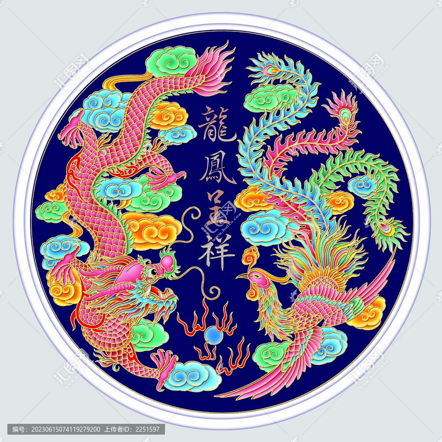 龍鳳呈祥分層設(shè)計(jì)噴繪插畫