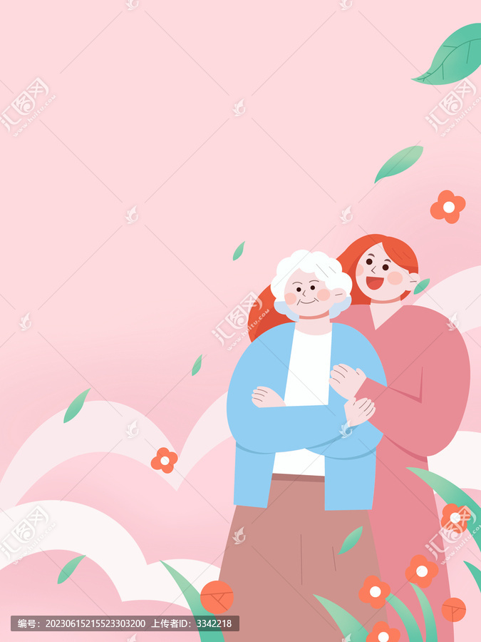母親和女兒插畫