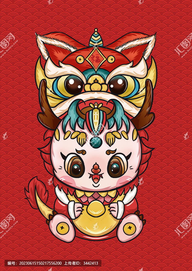 迎春新年國潮醒獅龍年IP龍寶